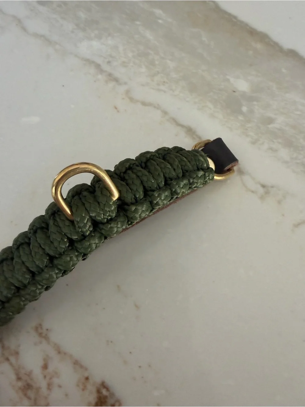 Molly & Stitch Touch of Leather Dog Collar Size M - military and brass